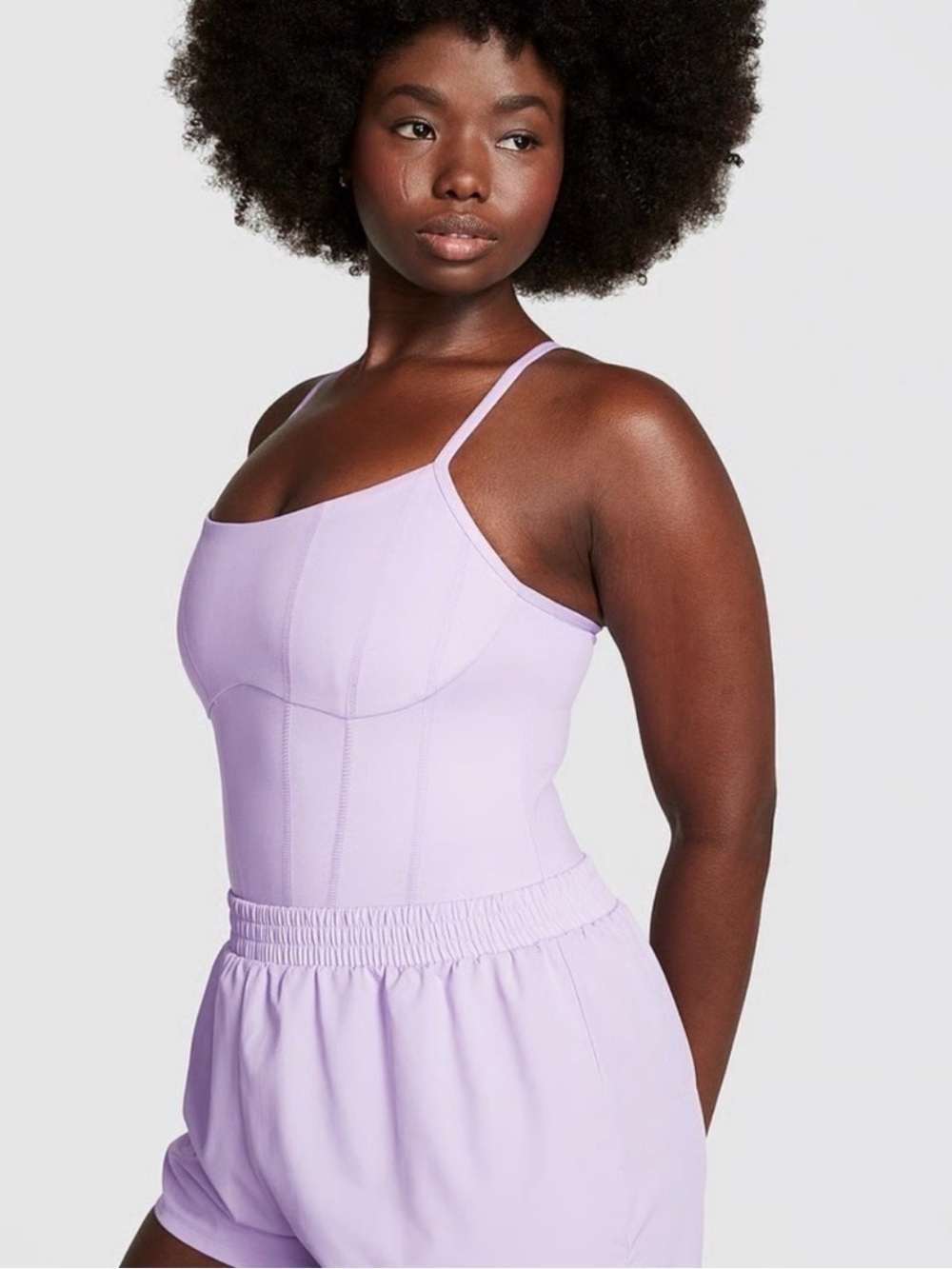 VS PINK Victoria's Secret  Lilac Purple Runsie Onesie Corset Bustier Romper XL